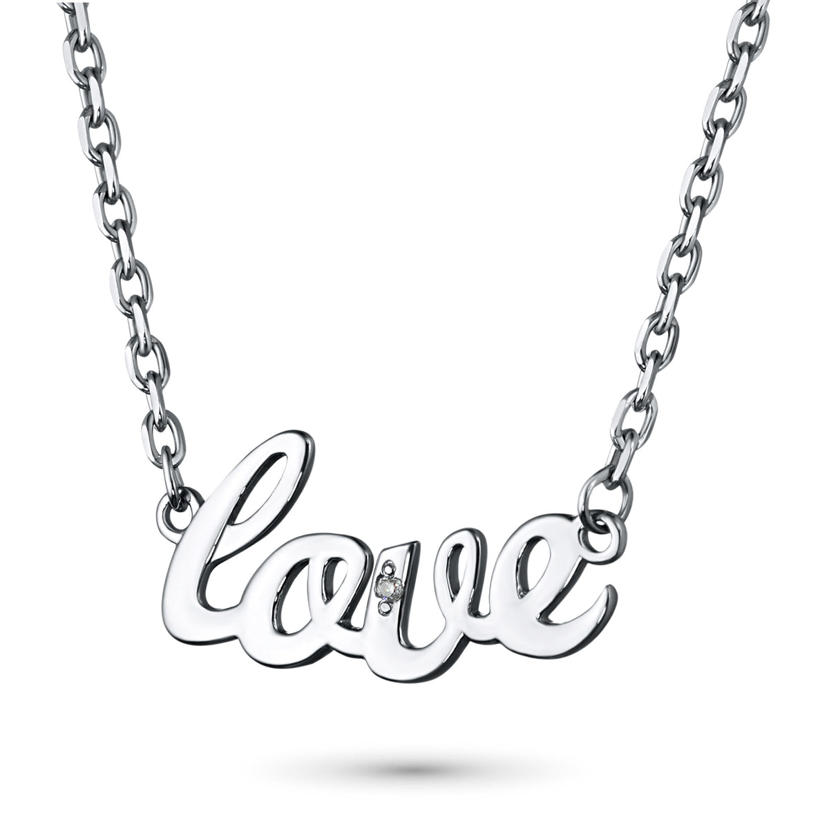 Sterling Silver Necklace with Natural Diamonds