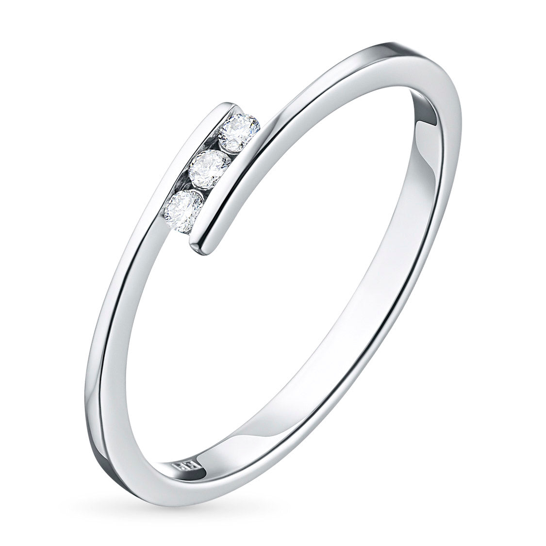 14K White Gold Ring with Natural Diamonds