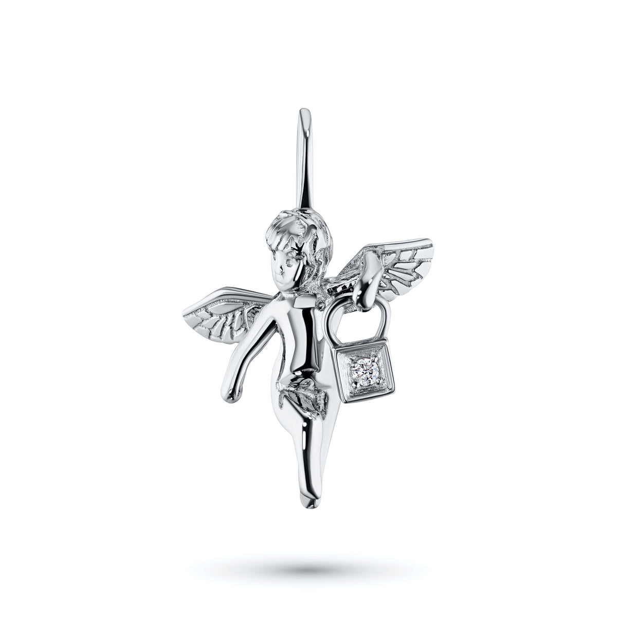 14K White Gold Pendant with Natural Diamonds