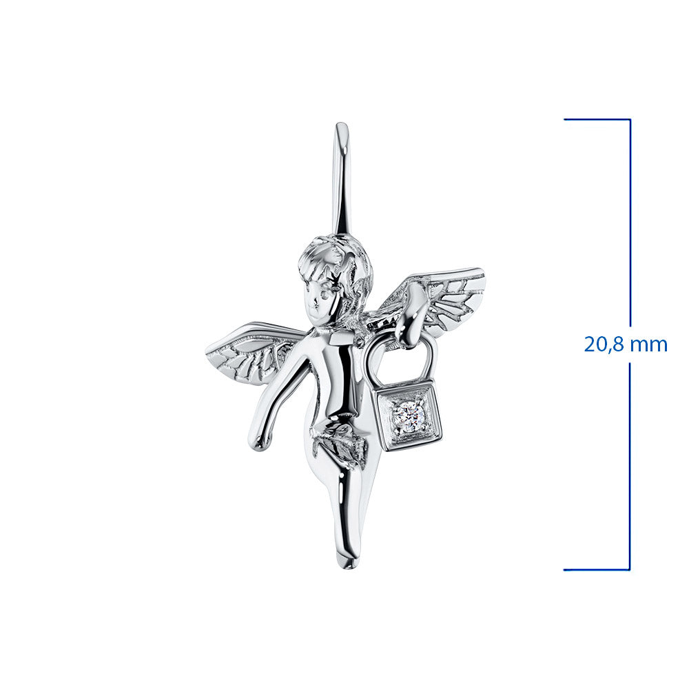 14K White Gold Pendant with Natural Diamonds