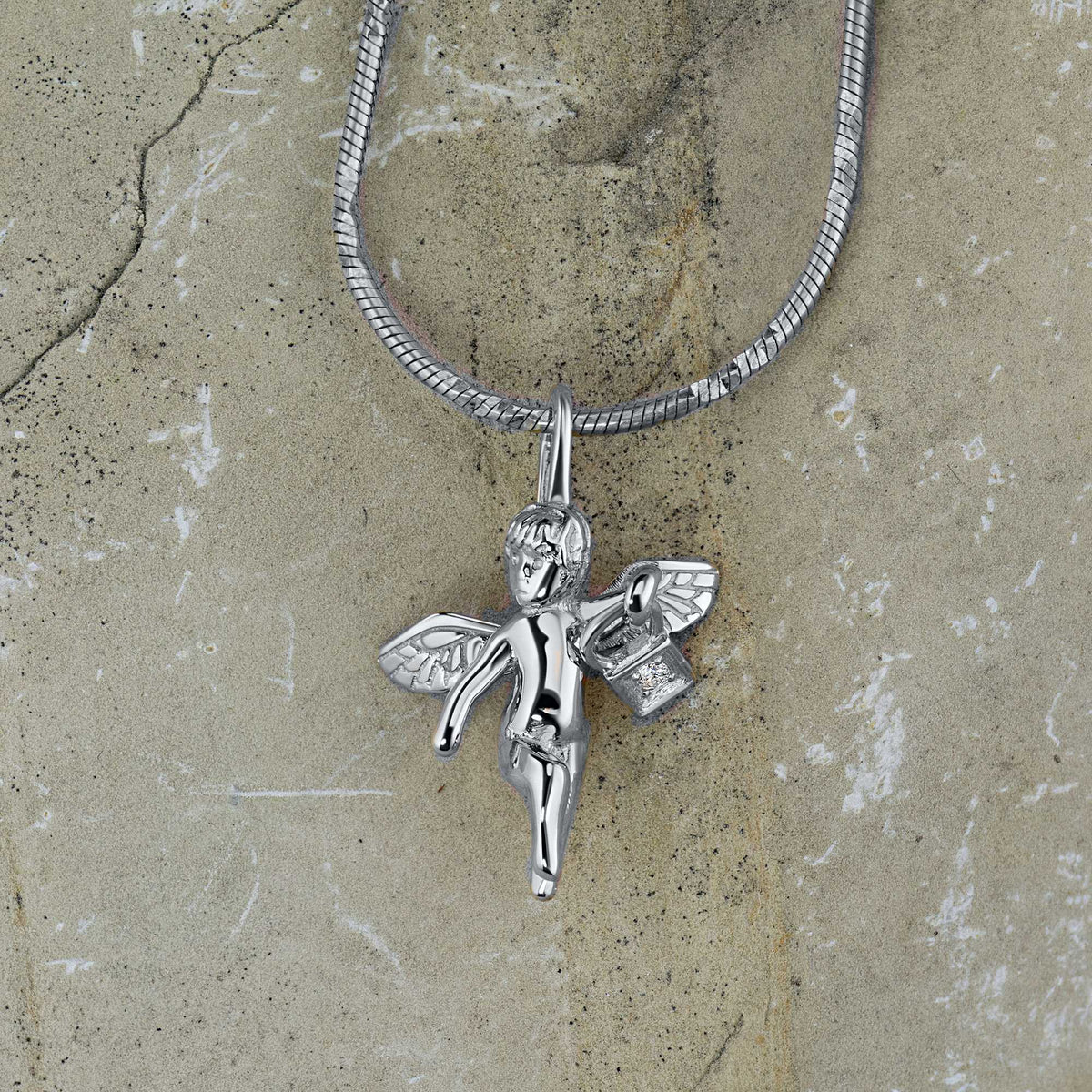 14K White Gold Pendant with Natural Diamonds