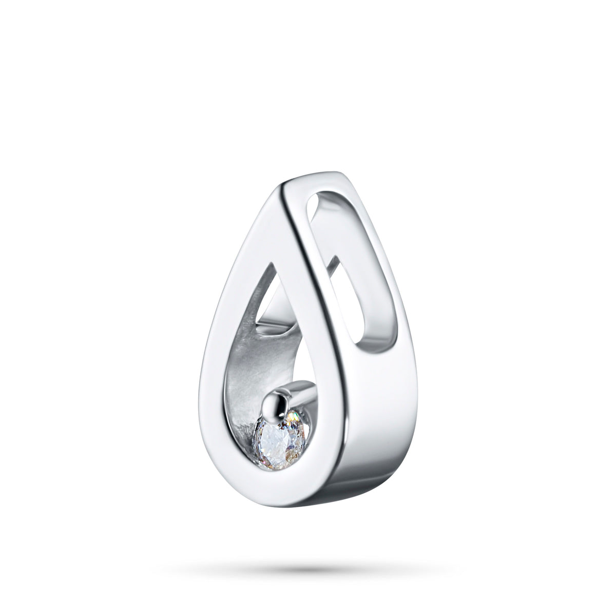 14K White Gold Pendant with Natural Diamonds