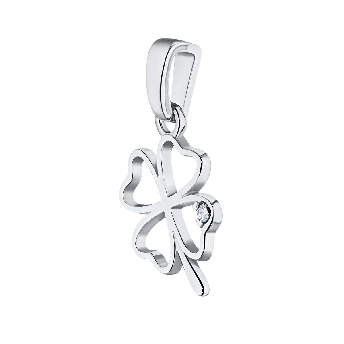 14K White Gold Pendant with Natural Diamonds