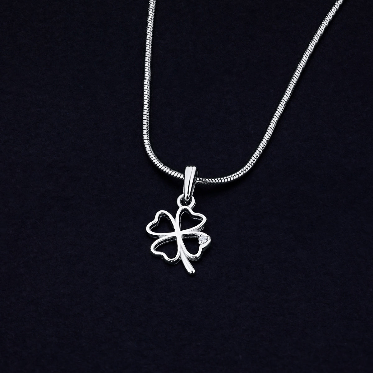 14K White Gold Pendant with Natural Diamonds