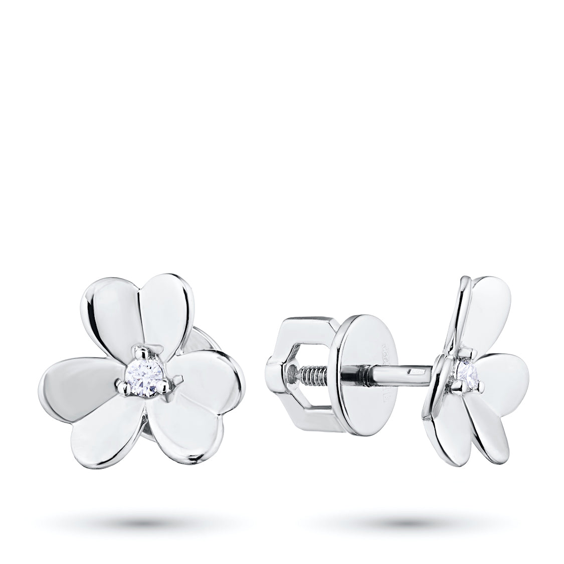 Sterling Silver Earring Studs with Natural Diamonds