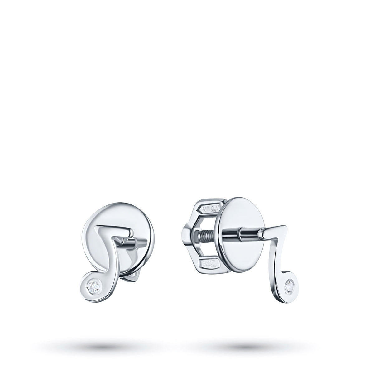 Sterling Silver Earring Studs with Natural Diamonds