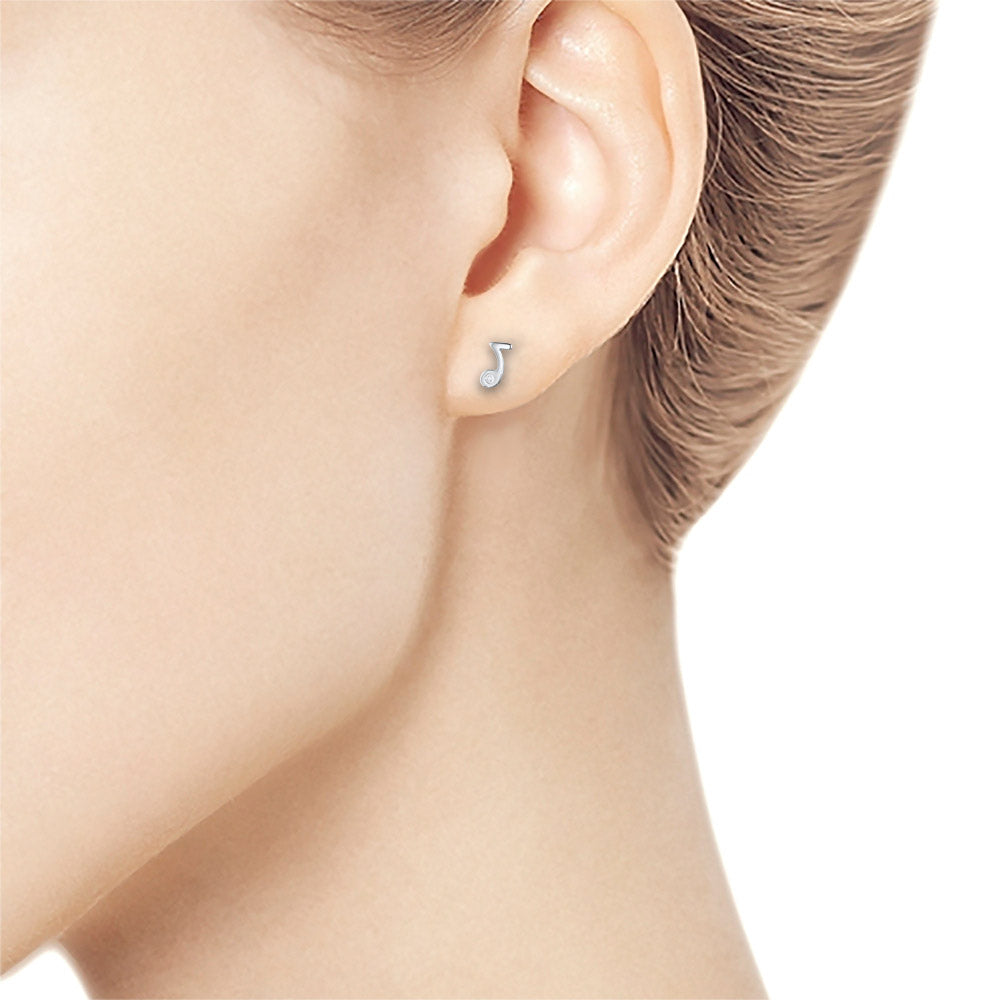 Sterling Silver Earring Studs with Natural Diamonds