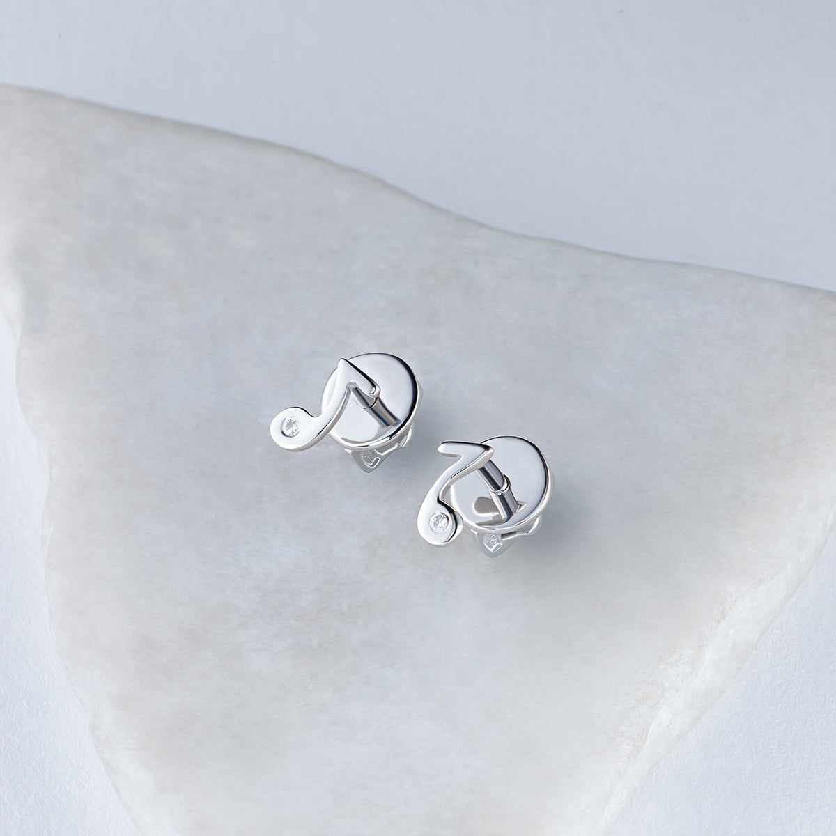 Sterling Silver Earring Studs with Natural Diamonds