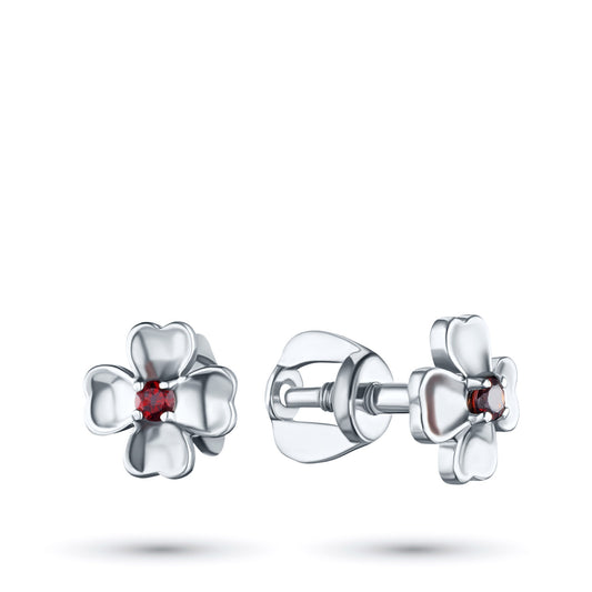 14K White Gold Earring Studs with Natural Diamonds