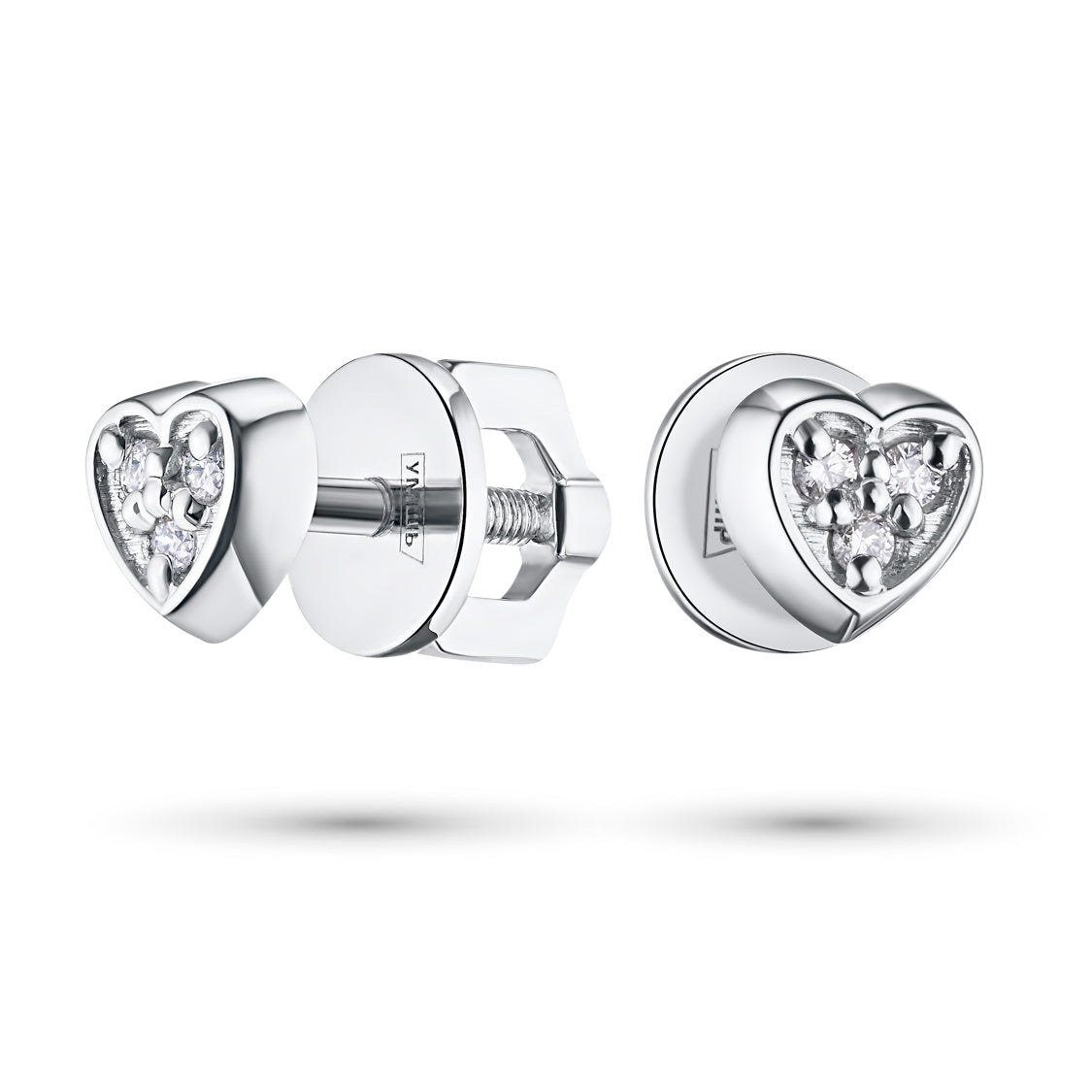 Sterling Silver Earring Studs with Natural Diamonds