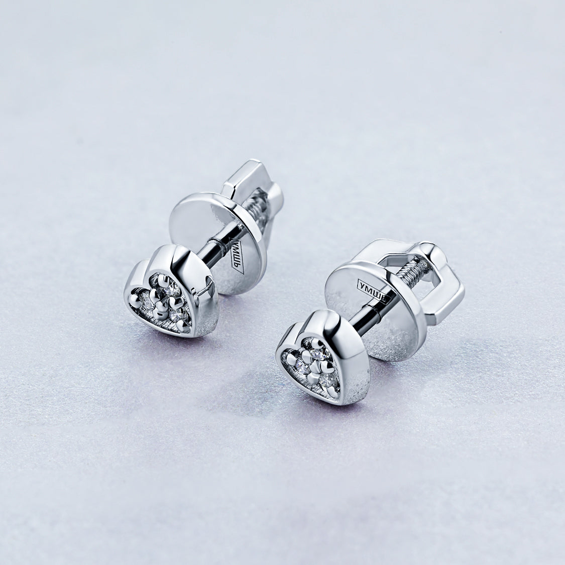 Sterling Silver Earring Studs with Natural Diamonds