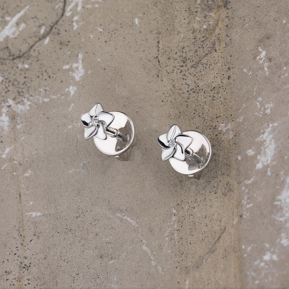 Sterling Silver Earring Studs with Natural Diamonds