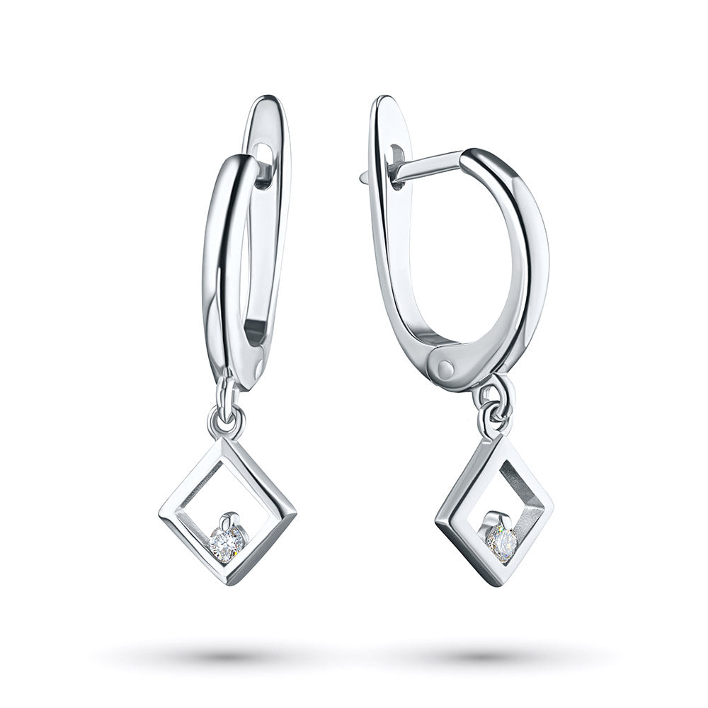 Sterling Silver Earrings with Natural Diamonds