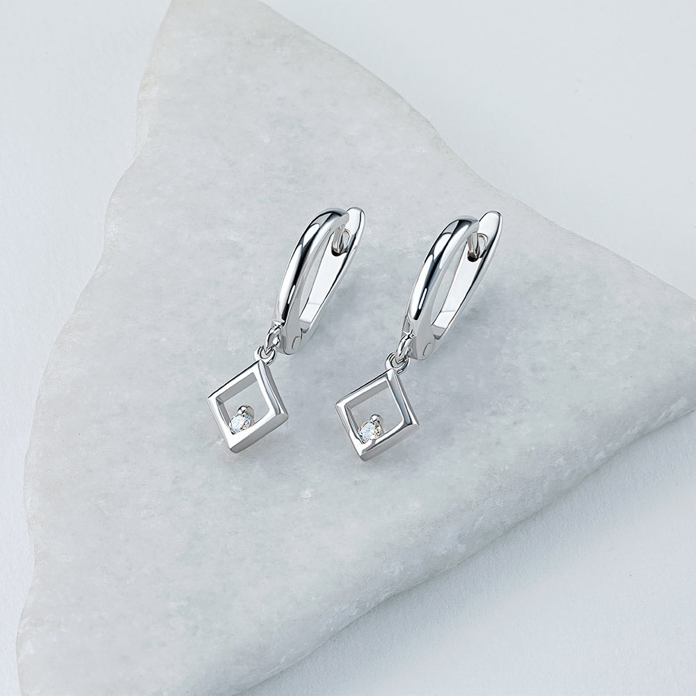 Sterling Silver Earrings with Natural Diamonds