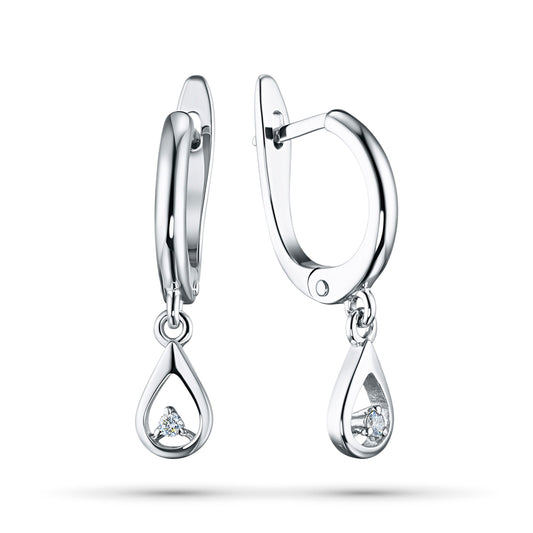 14K White Gold Earrings with Natural Diamonds