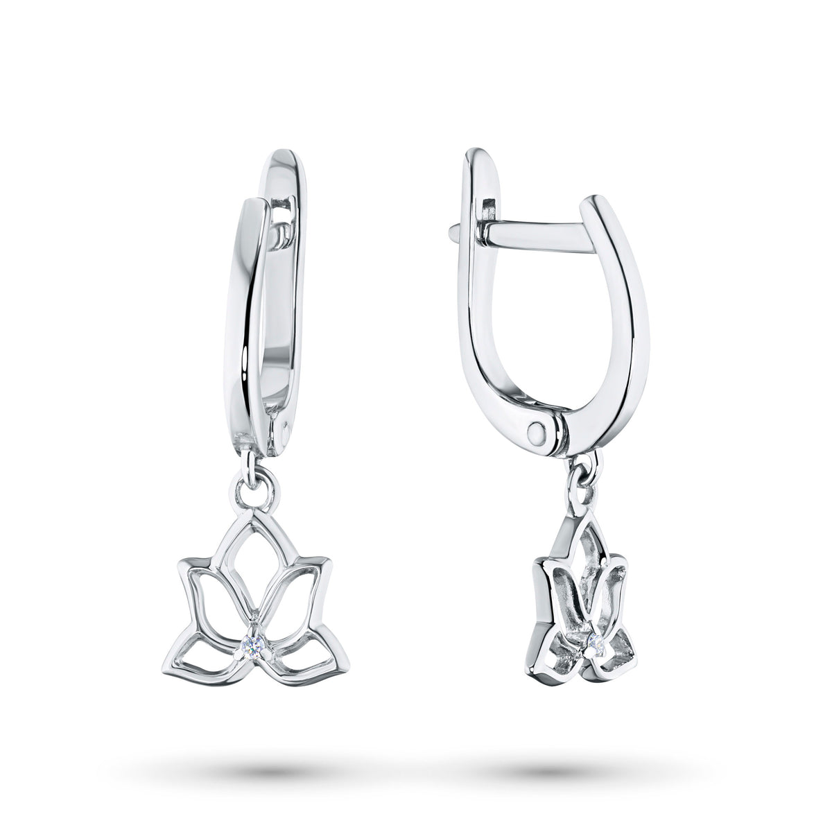 14K White Gold Earrings with Natural Diamonds