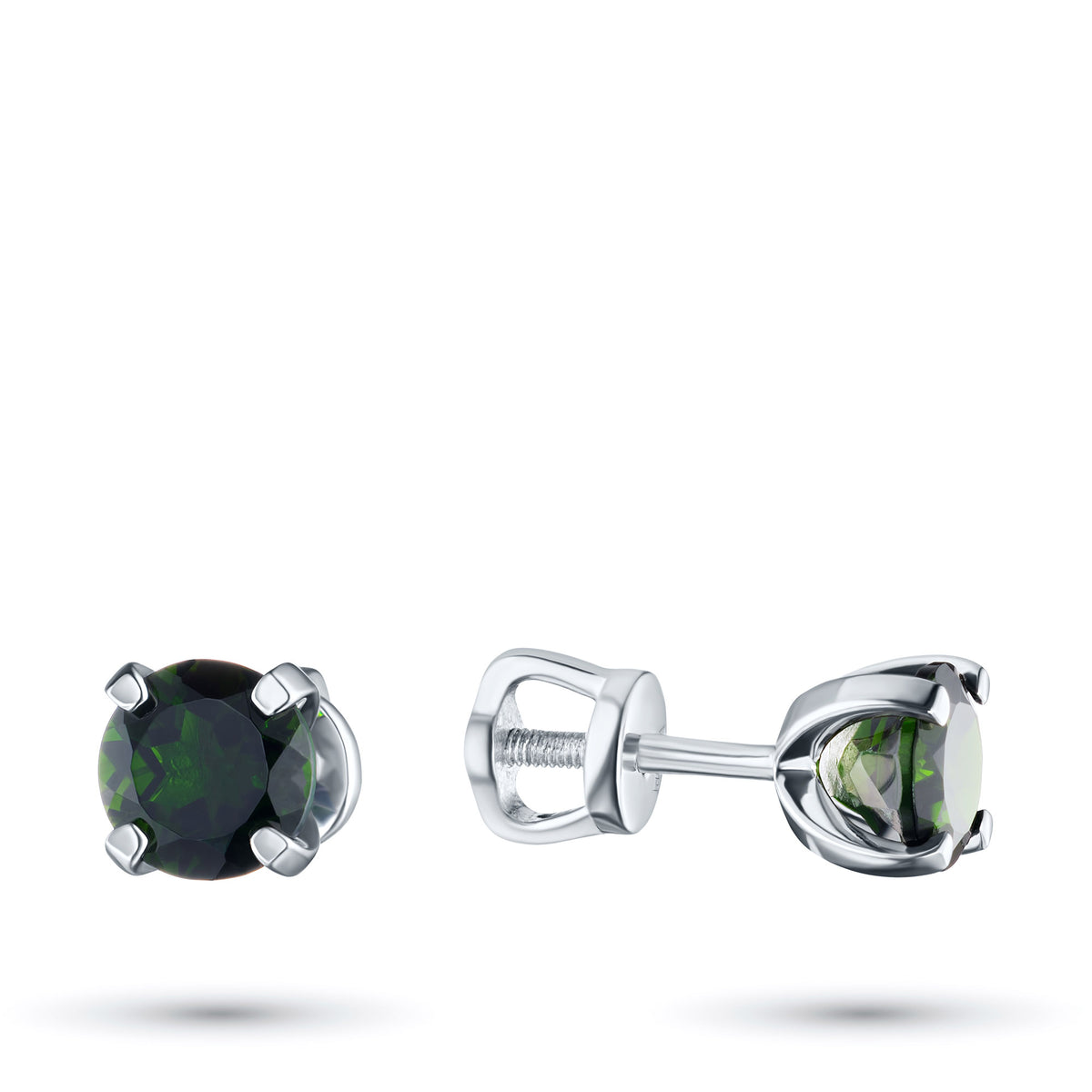 Sterling Silver Earring Studs with Chrome Diopside