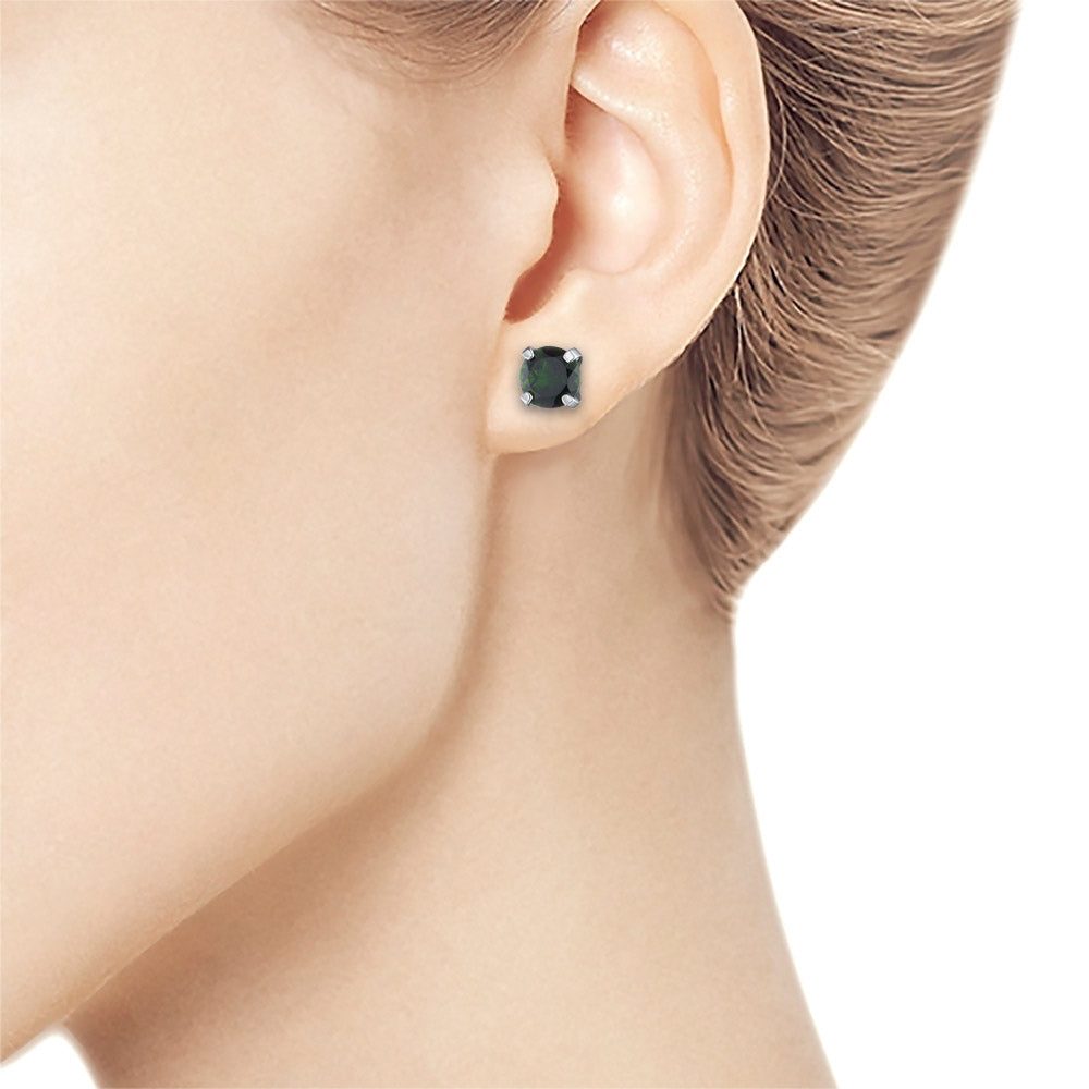 Sterling Silver Earring Studs with Chrome Diopside