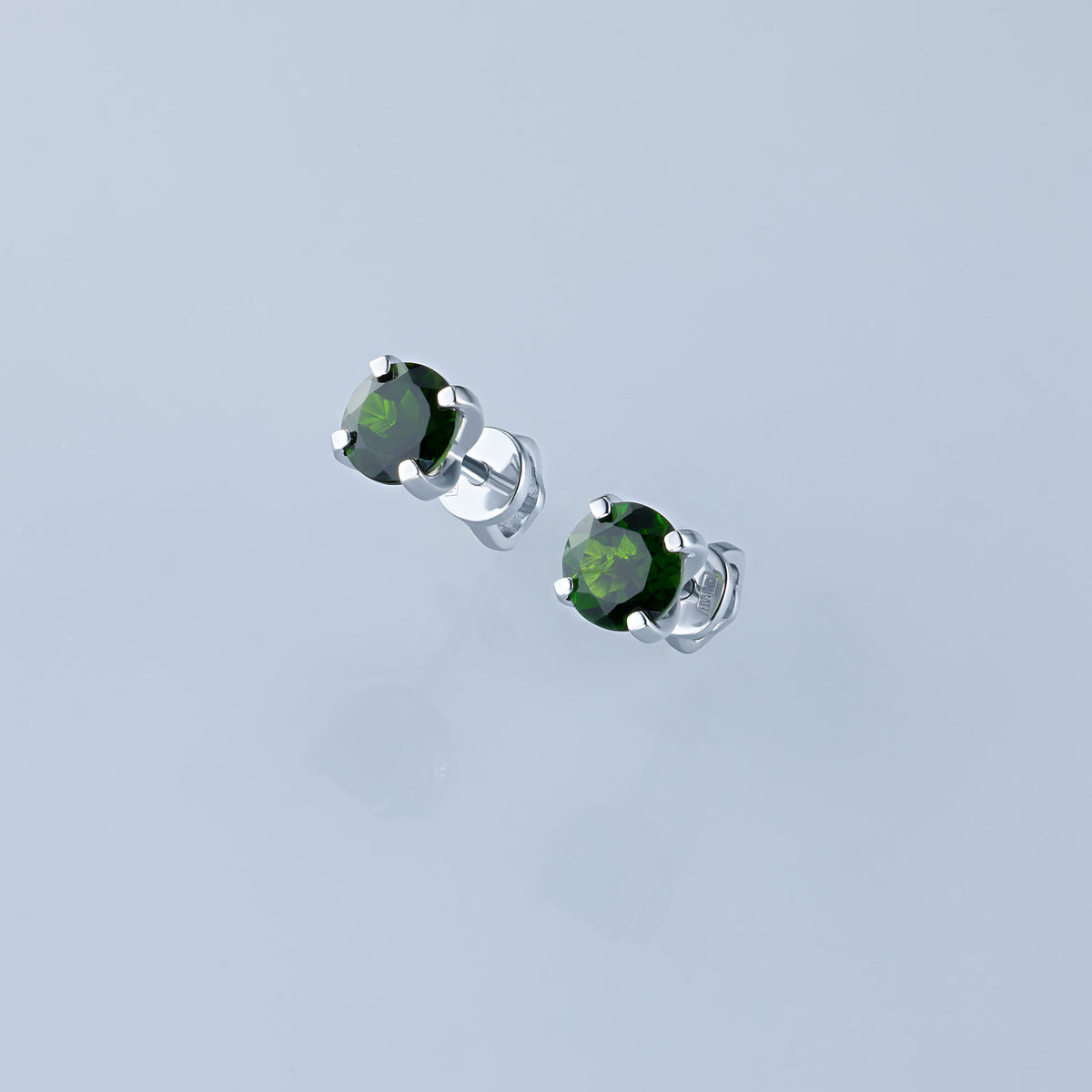 Sterling Silver Earring Studs with Chrome Diopside