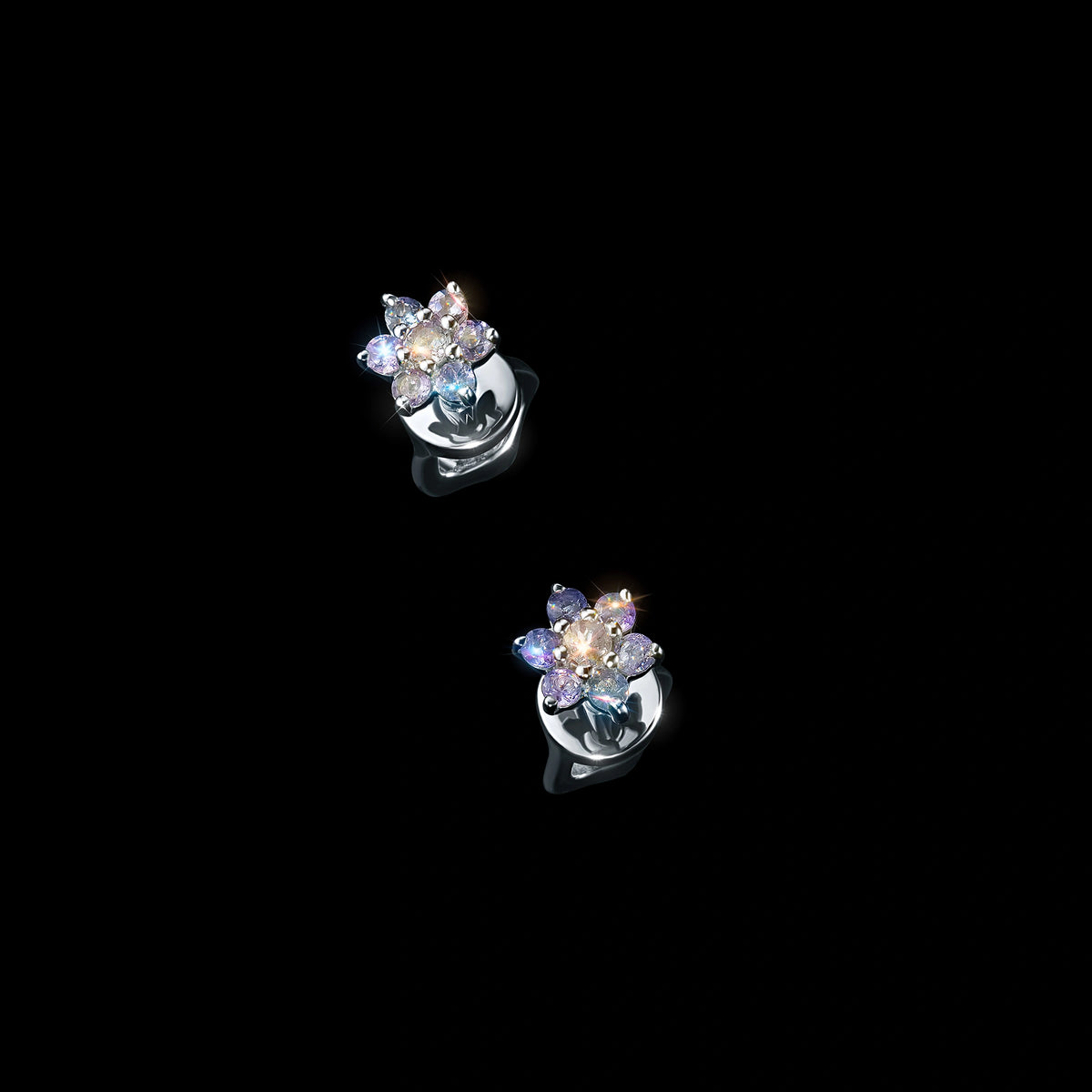 14K White Gold Earring Studs with Natural Diamonds