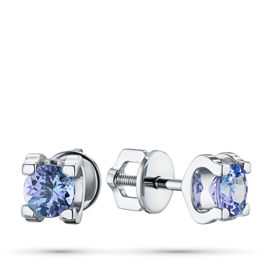 Sterling Silver Earring Studs with Tanzanite