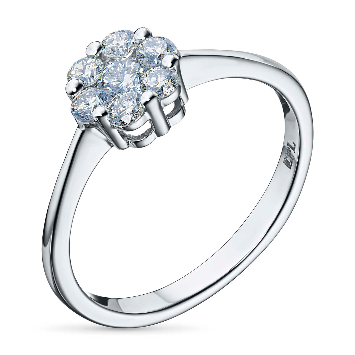 14K White Gold Ring with Natural Diamonds