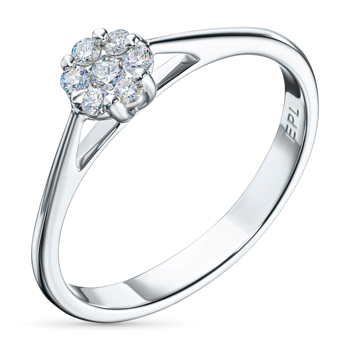 14K White Gold Ring with Natural Diamonds