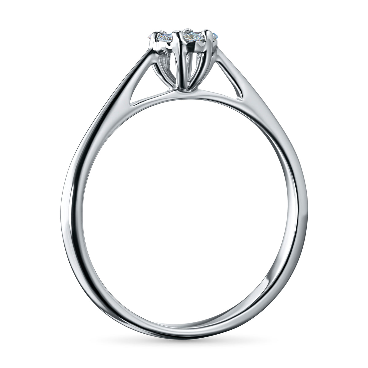 14K White Gold Ring with Natural Diamonds