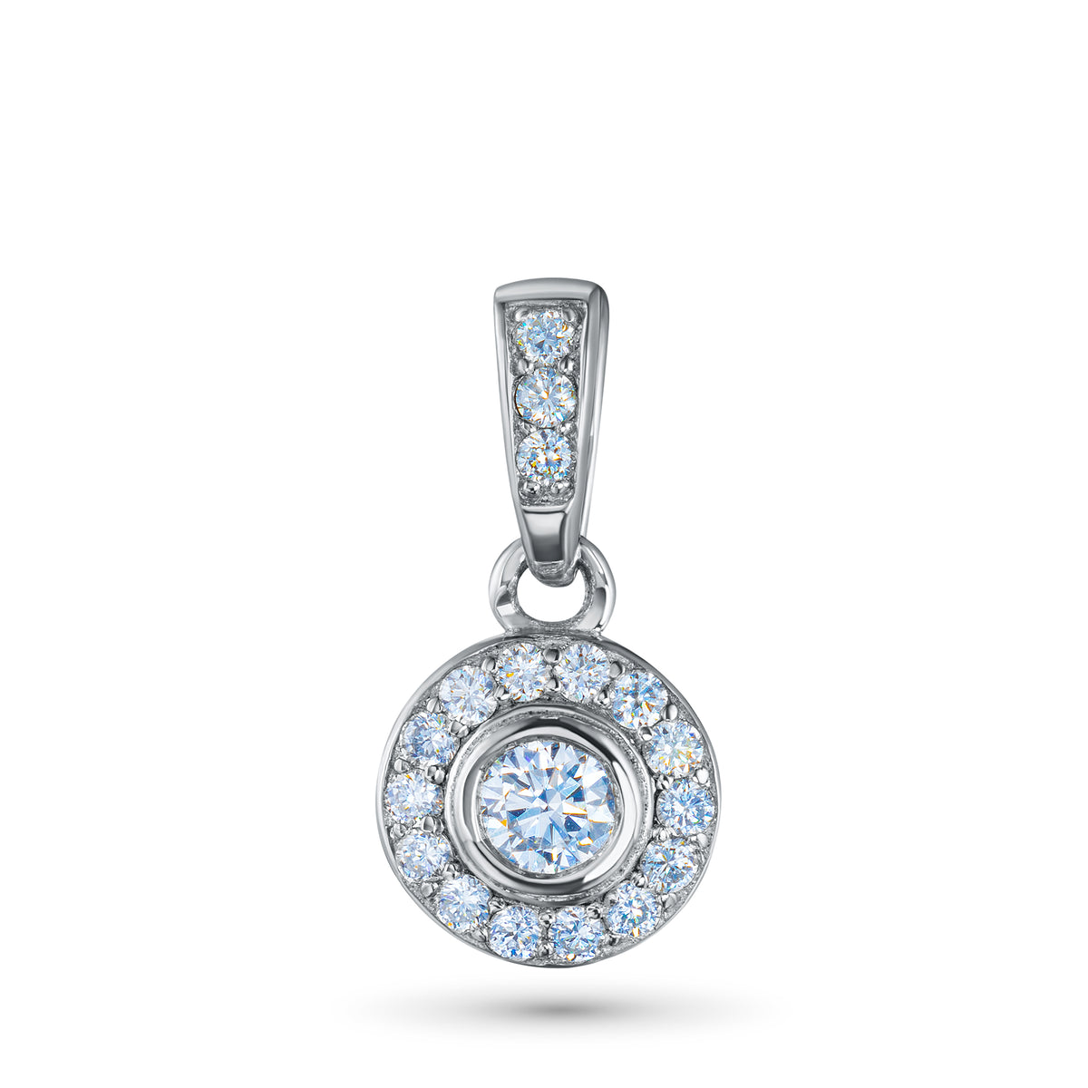 14K White Gold Pendant with Natural Diamonds