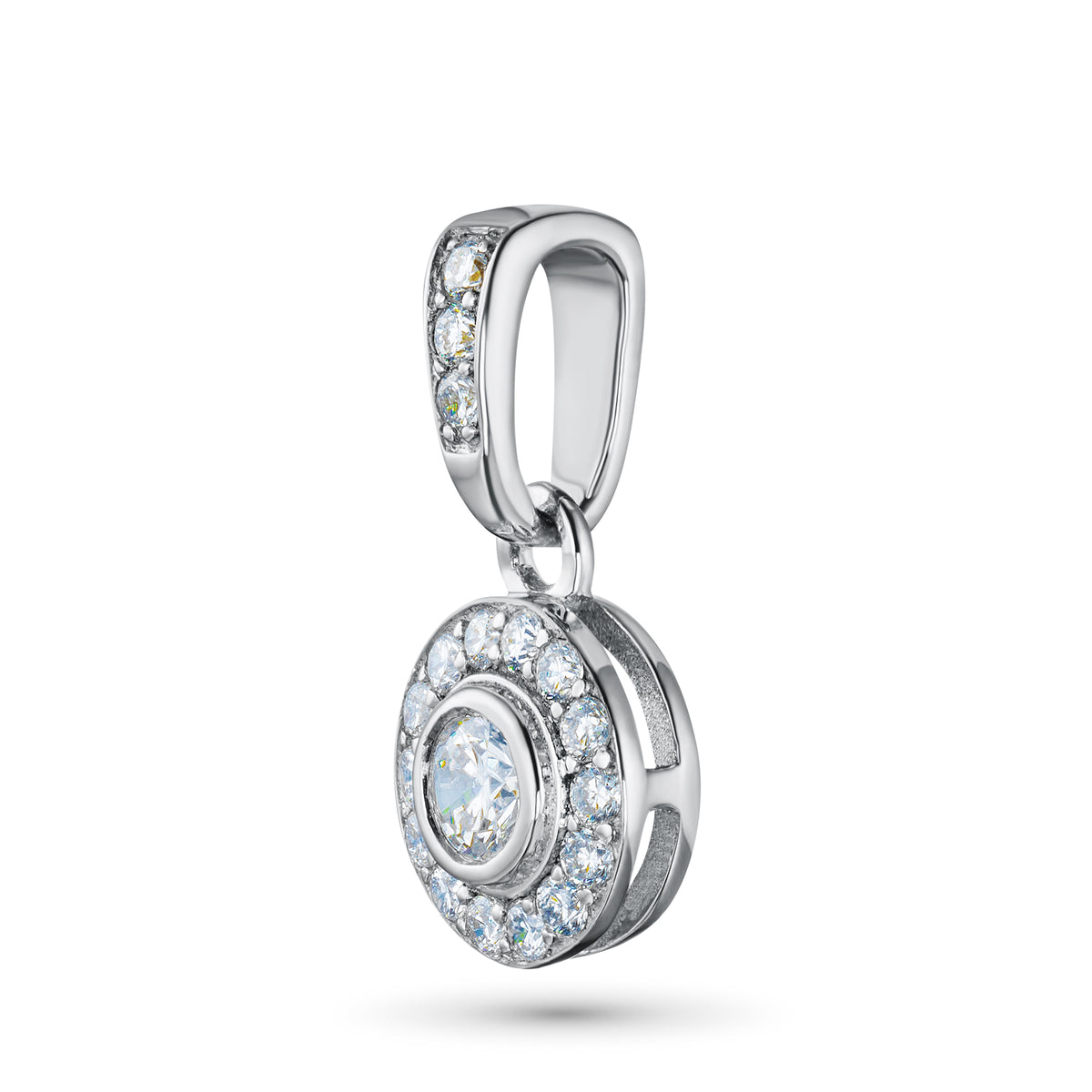 14K White Gold Pendant with Natural Diamonds