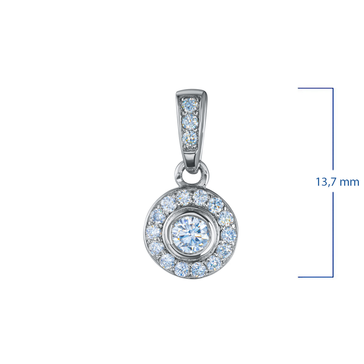 14K White Gold Pendant with Natural Diamonds
