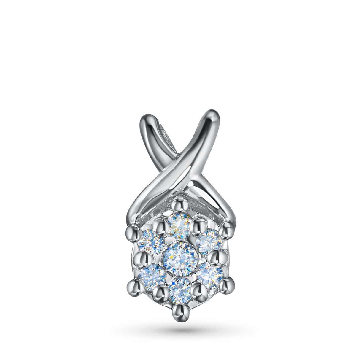 14K White Gold Pendant with Natural Diamonds