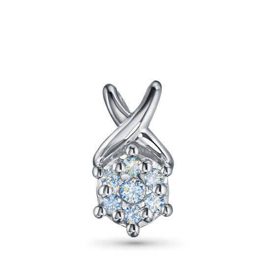 14K White Gold Pendant with Natural Diamonds