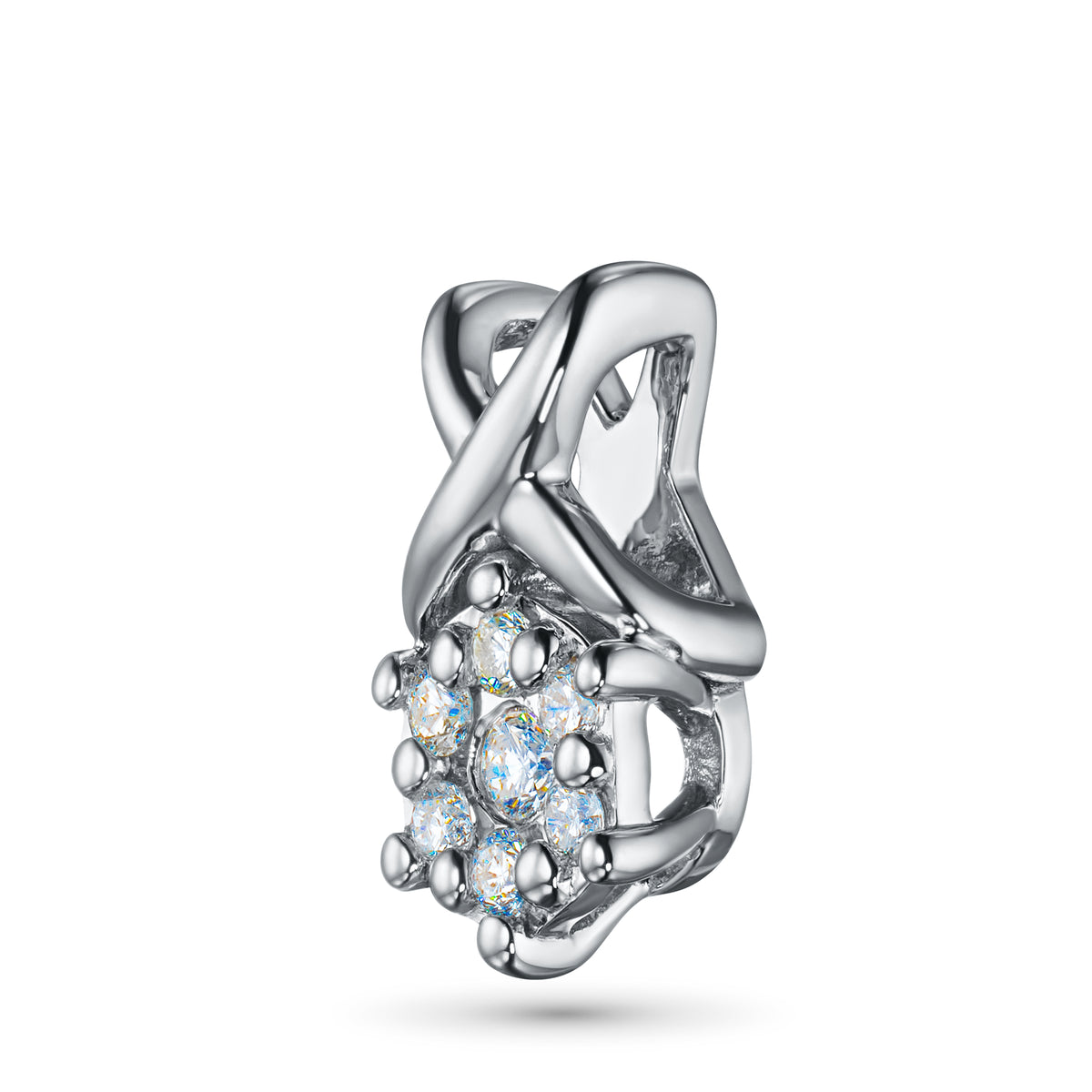 14K White Gold Pendant with Natural Diamonds