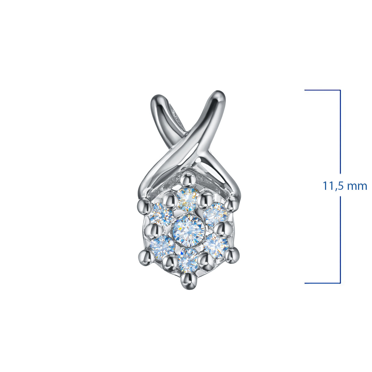 14K White Gold Pendant with Natural Diamonds