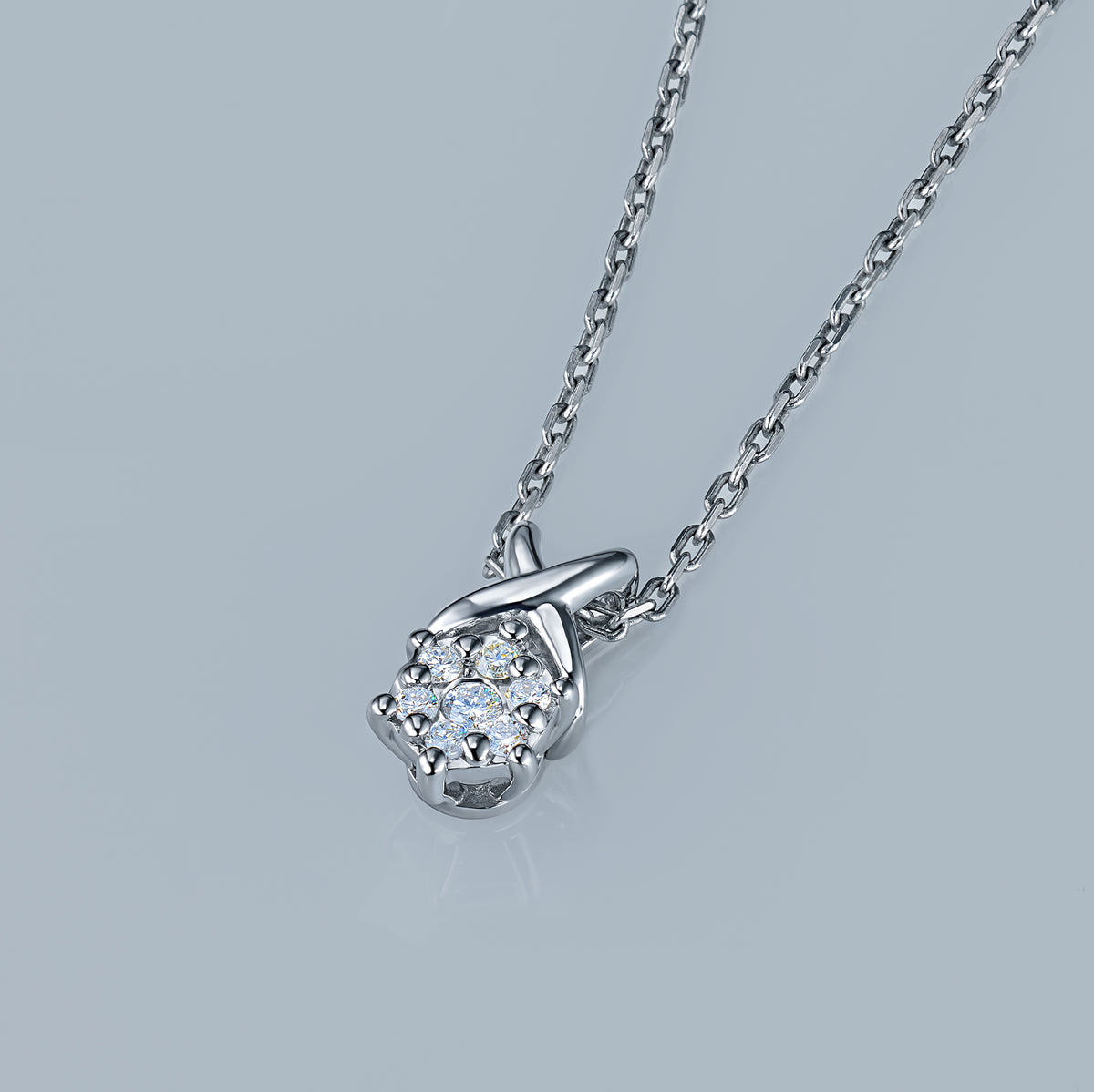 14K White Gold Pendant with Natural Diamonds