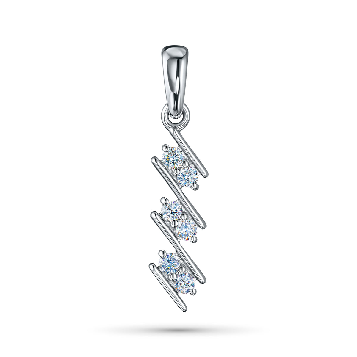 14K White Gold Pendant with Natural Diamonds