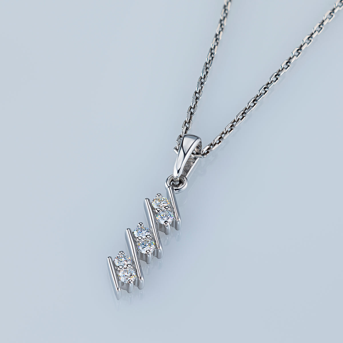 14K White Gold Pendant with Natural Diamonds