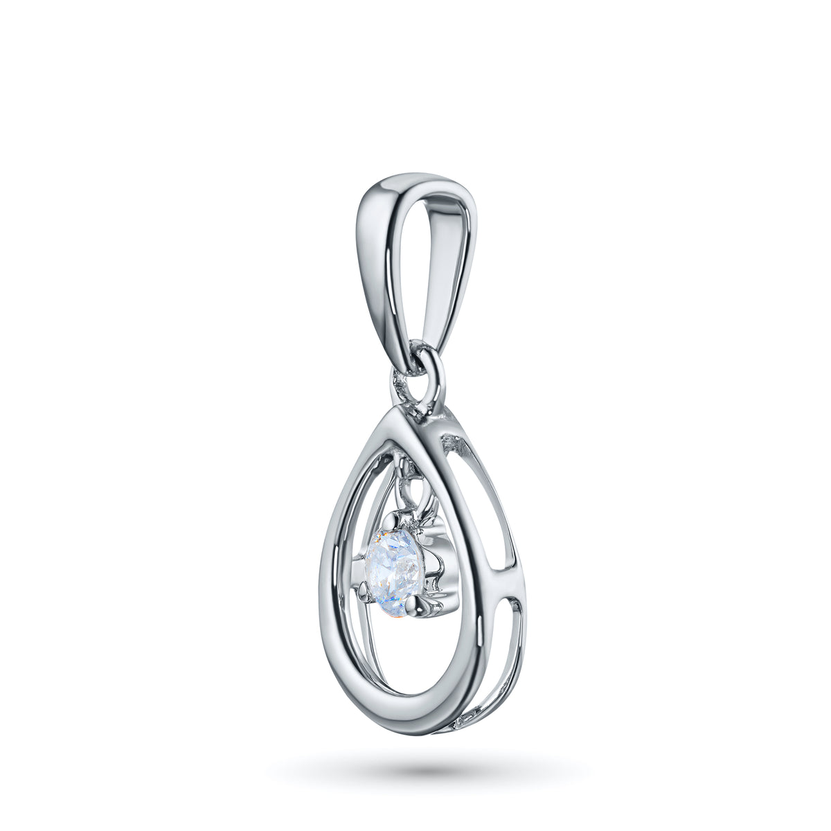 14K White Gold Pendant with Natural Diamonds