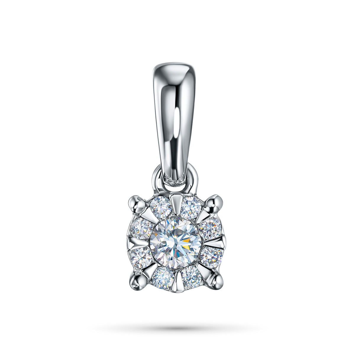 14K White Gold Pendant with Natural Diamonds