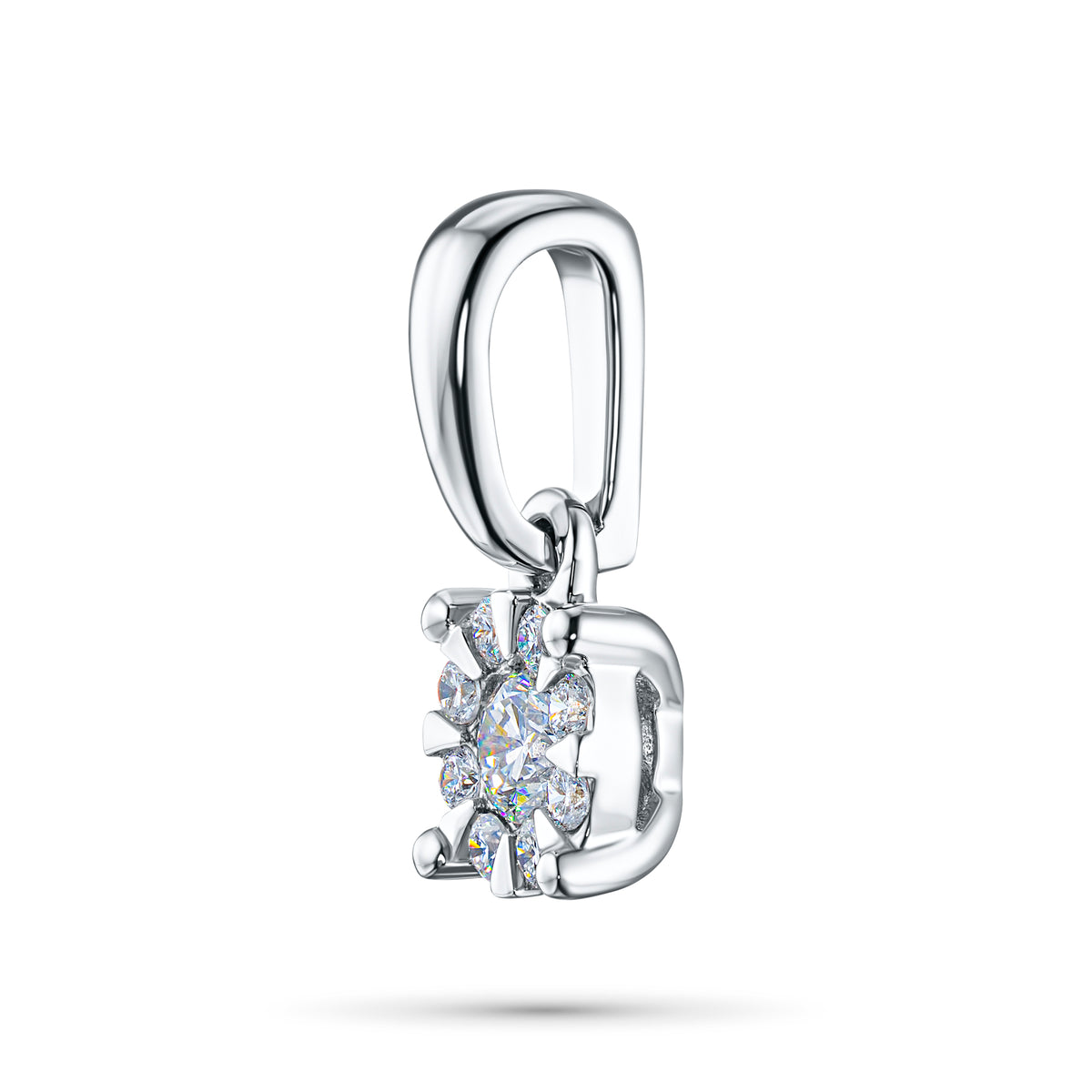 14K White Gold Pendant with Natural Diamonds
