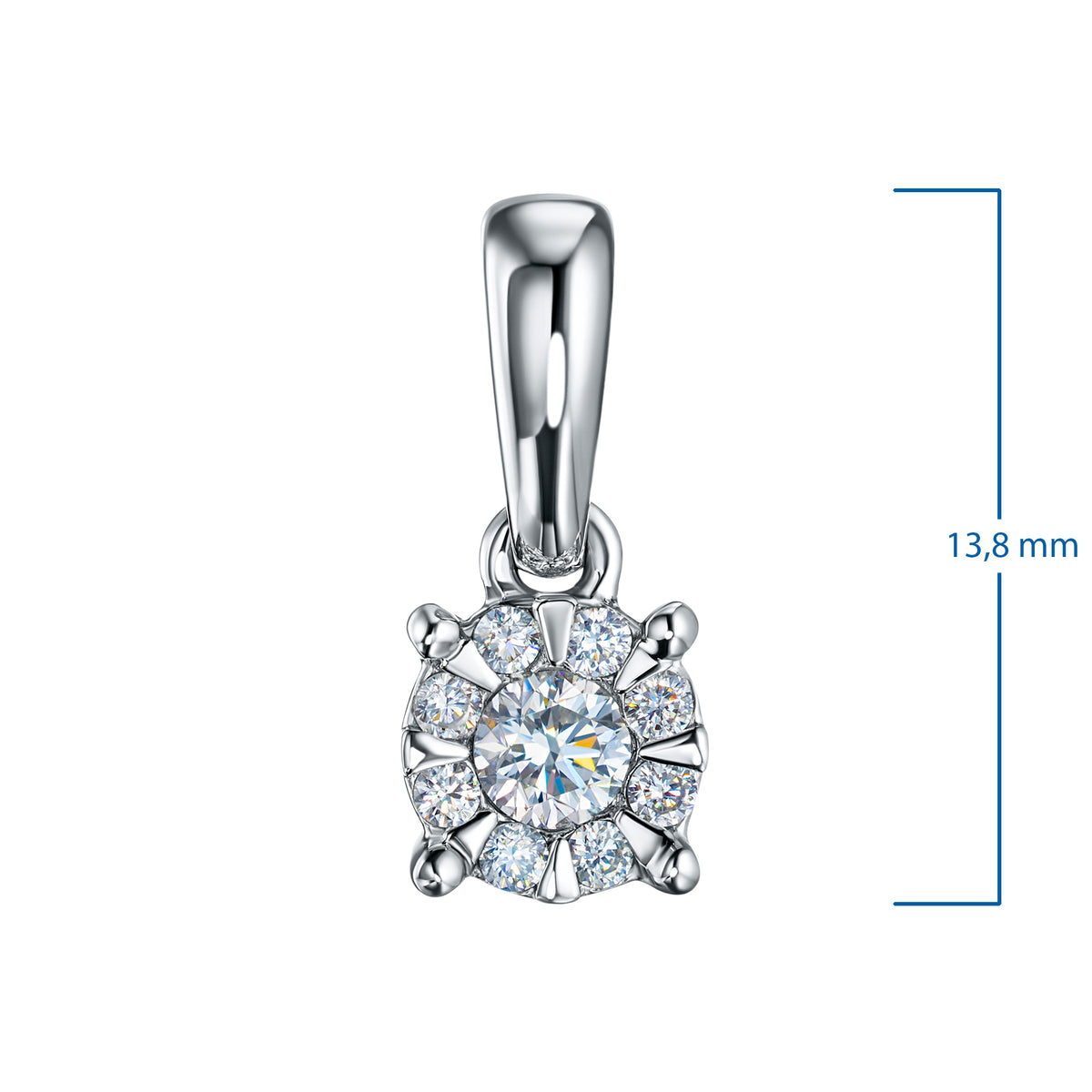 14K White Gold Pendant with Natural Diamonds
