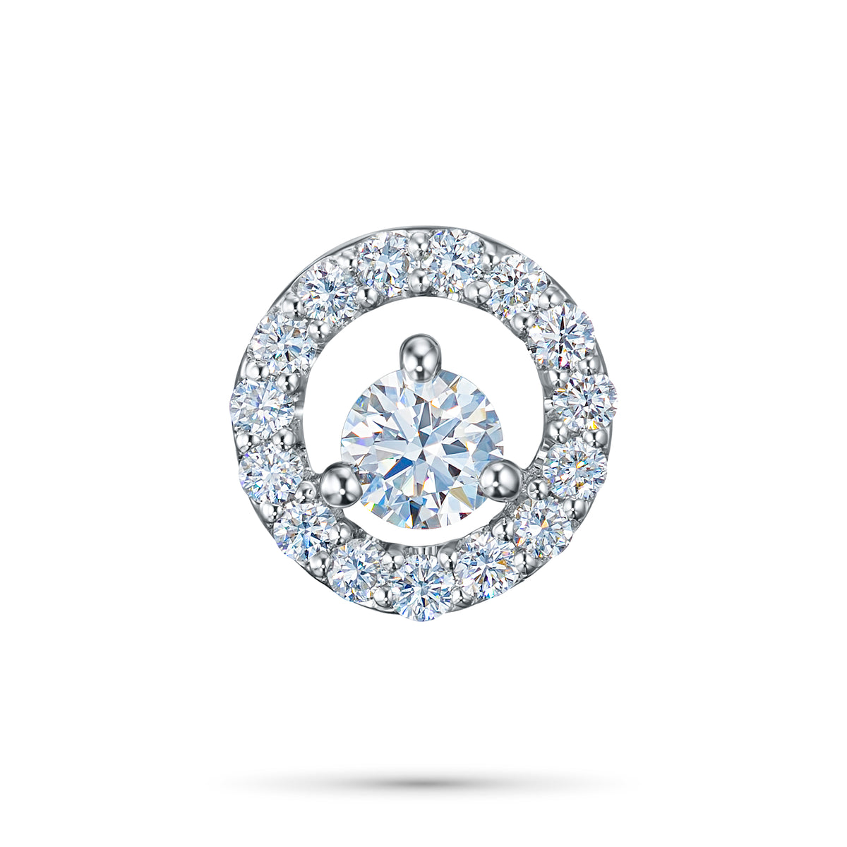 14K White Gold Pendant with Natural Diamonds