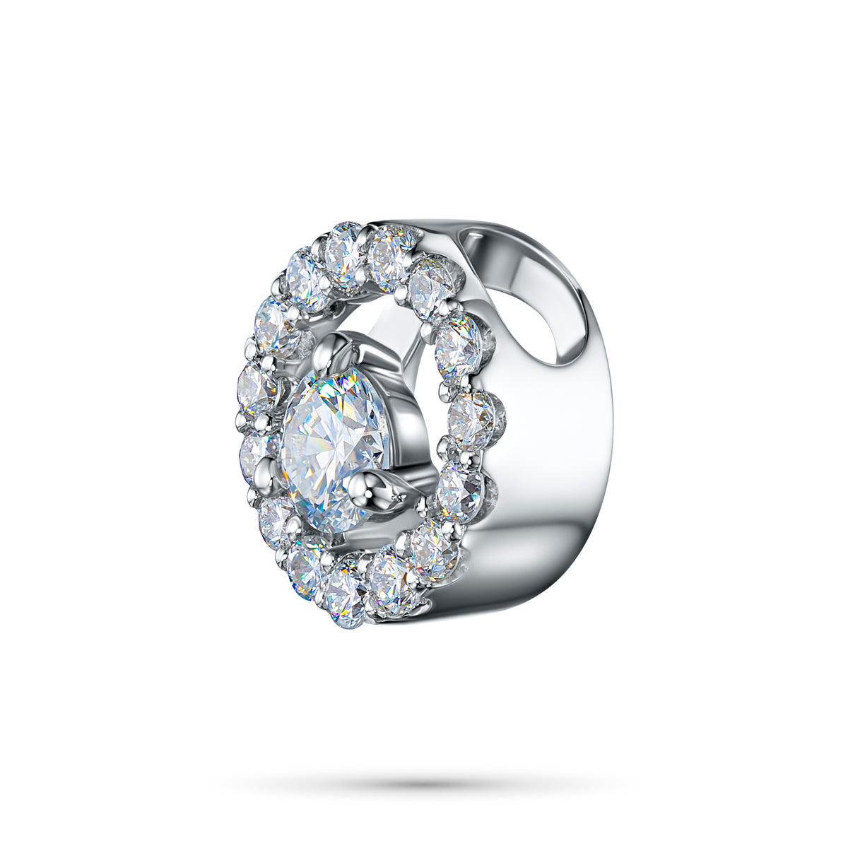 14K White Gold Pendant with Natural Diamonds