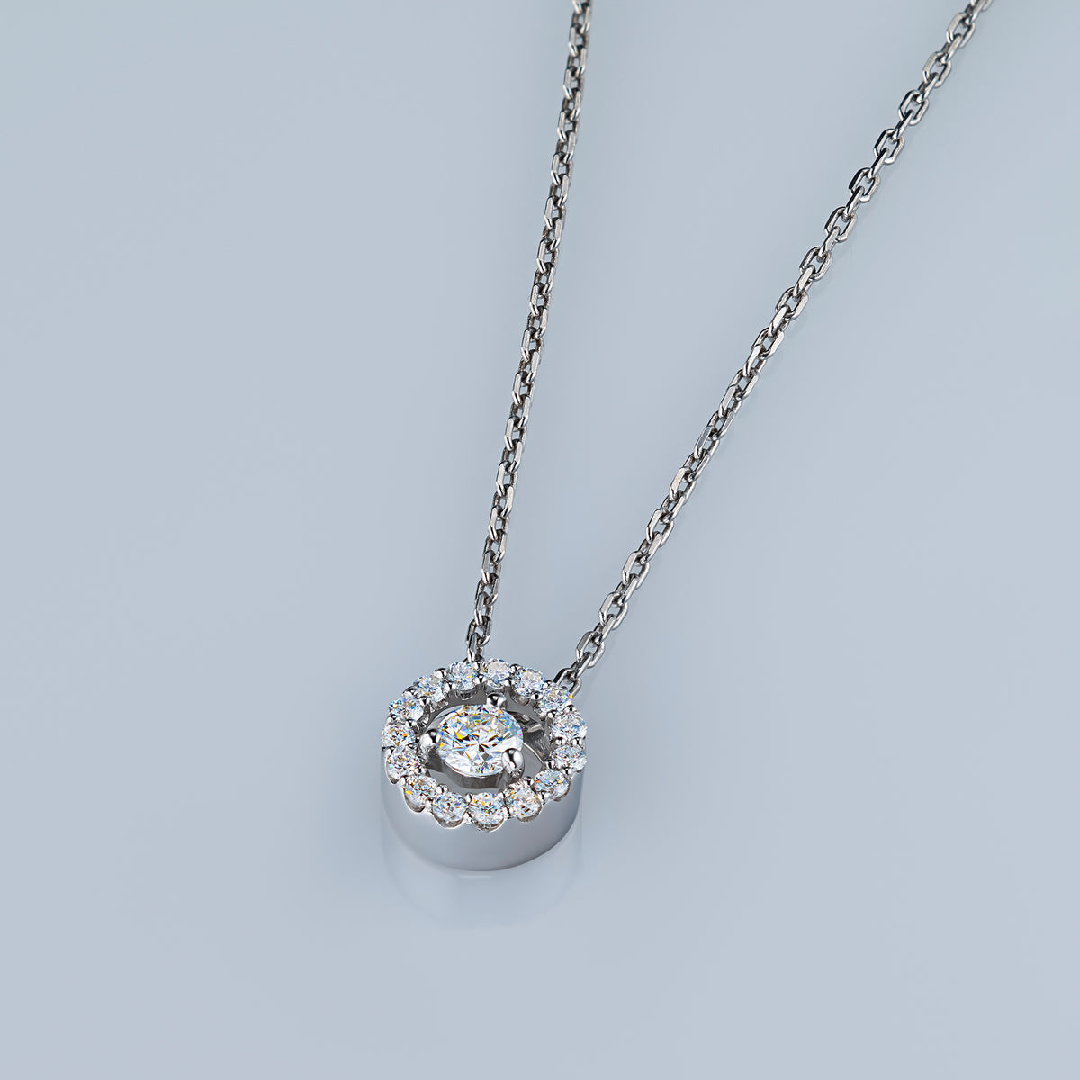 14K White Gold Pendant with Natural Diamonds