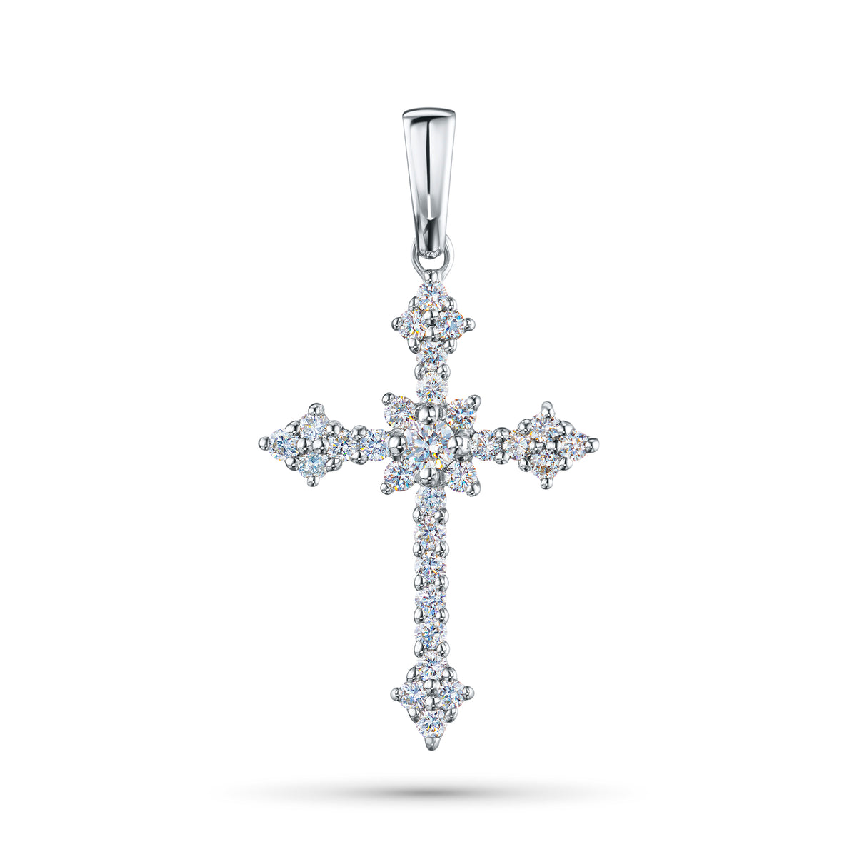14K White Gold Pendant with Natural Diamonds