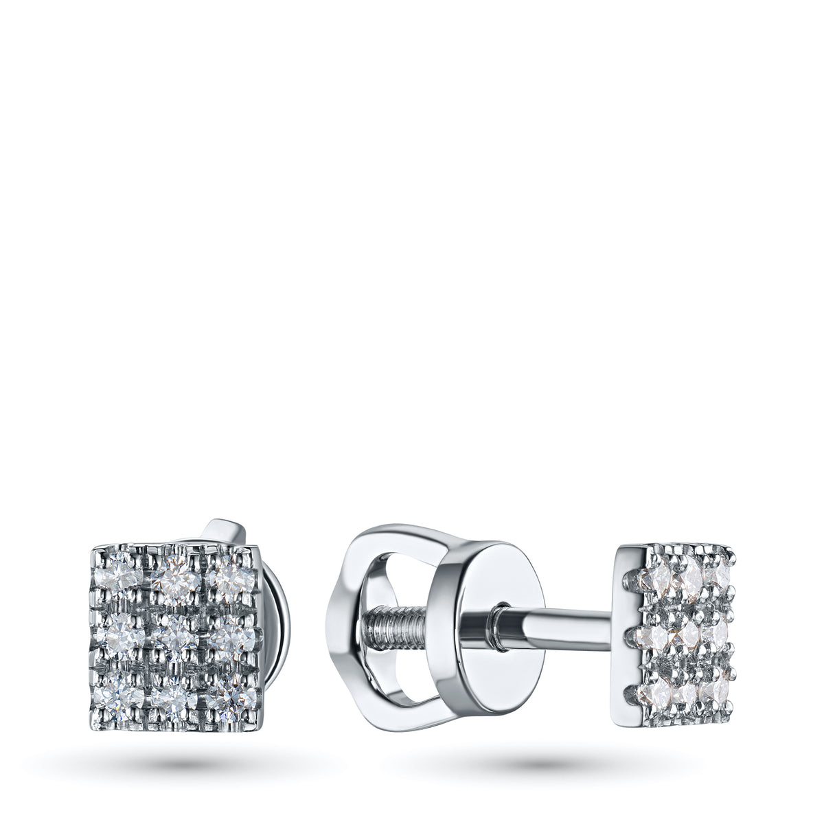 14K White Gold Earring Studs with Natural Diamonds