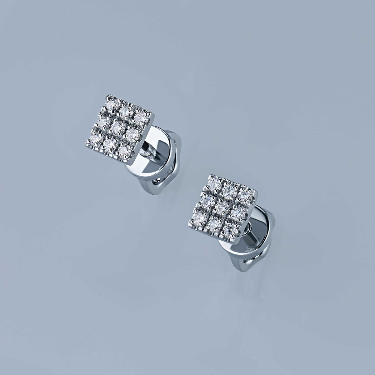 14K White Gold Earring Studs with Natural Diamonds
