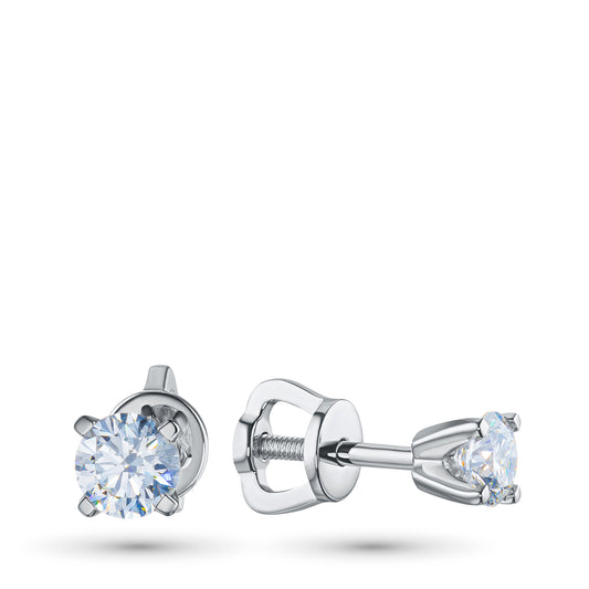14K White Gold Earring Studs with Natural Diamonds