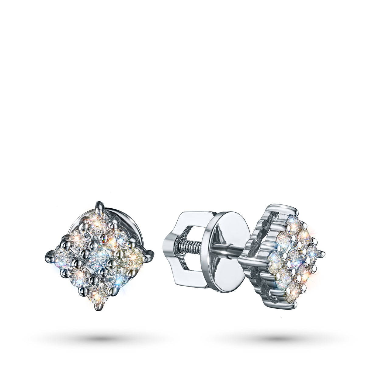 14K White Gold Earring Studs with Natural Diamonds